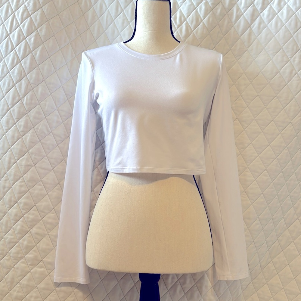 Alosoft crop finesse long sleeve, white, medium